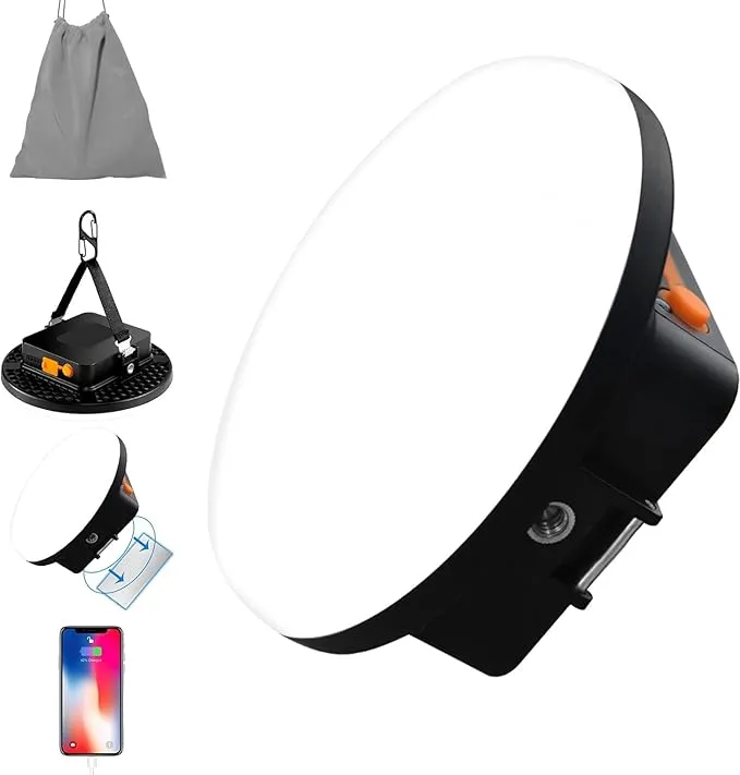10000mAh 4000LM Flashlight Portable LED Camping Lantern Rechargeable Light 30W with Magnet and 1/4 Nut Port, IP65 Waterproof Tent Light Power Failure Emergency Survival Kits Fill Light(30W Pro)