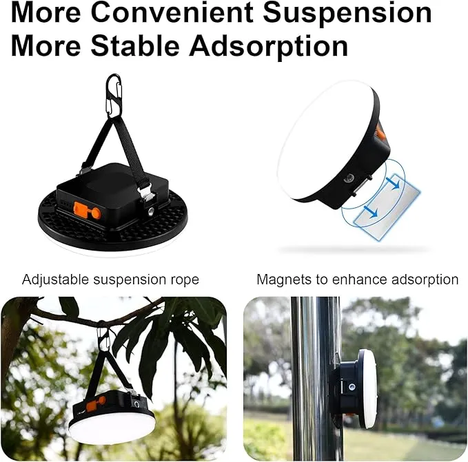 10000mAh 4000LM Flashlight Portable LED Camping Lantern Rechargeable Light 30W with Magnet and 1/4 Nut Port, IP65 Waterproof Tent Light Power Failure Emergency Survival Kits Fill Light(30W Pro)