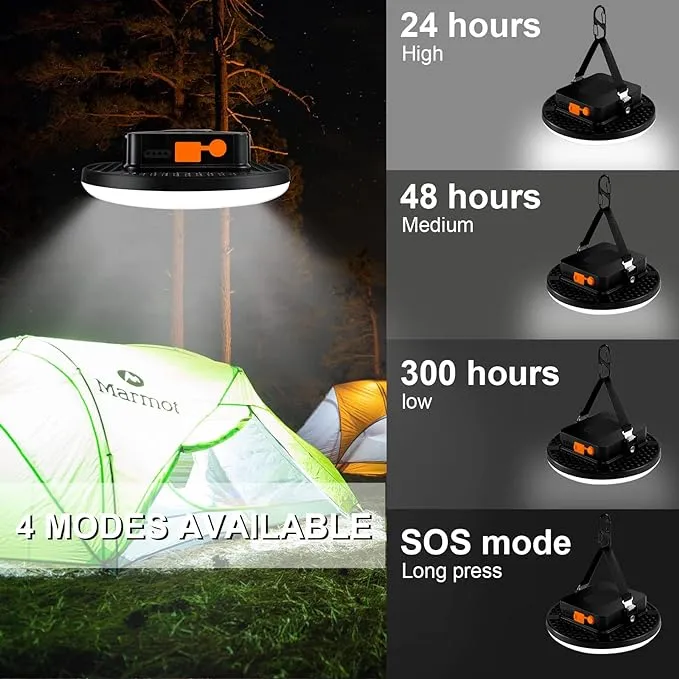 10000mAh 4000LM Flashlight Portable LED Camping Lantern Rechargeable Light 30W with Magnet and 1/4 Nut Port, IP65 Waterproof Tent Light Power Failure Emergency Survival Kits Fill Light(30W Pro)