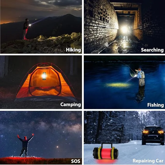 2 Pack Camping Lantern, Outdoor Led Camping Lantern, Rechargeable Flashlights with 1000LM, 6 Modes, 4000mAh Power Bank, IPX5 Waterproof Portable Emergency Camping Light for Hurricane Survival