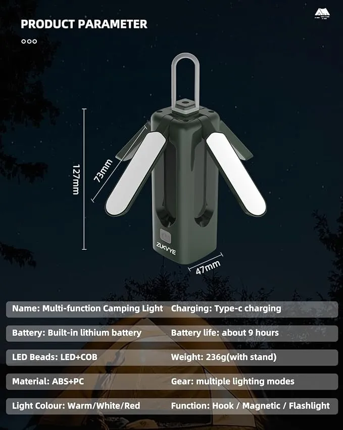 2 Pack Rechargeable LED Camping Lantern - Waterproof Tent Light with 8 Light Modes, Camping Essentials, Portable Lantern Flashlight for Camping, Hurricane, Emergency, Hiking, Fishing