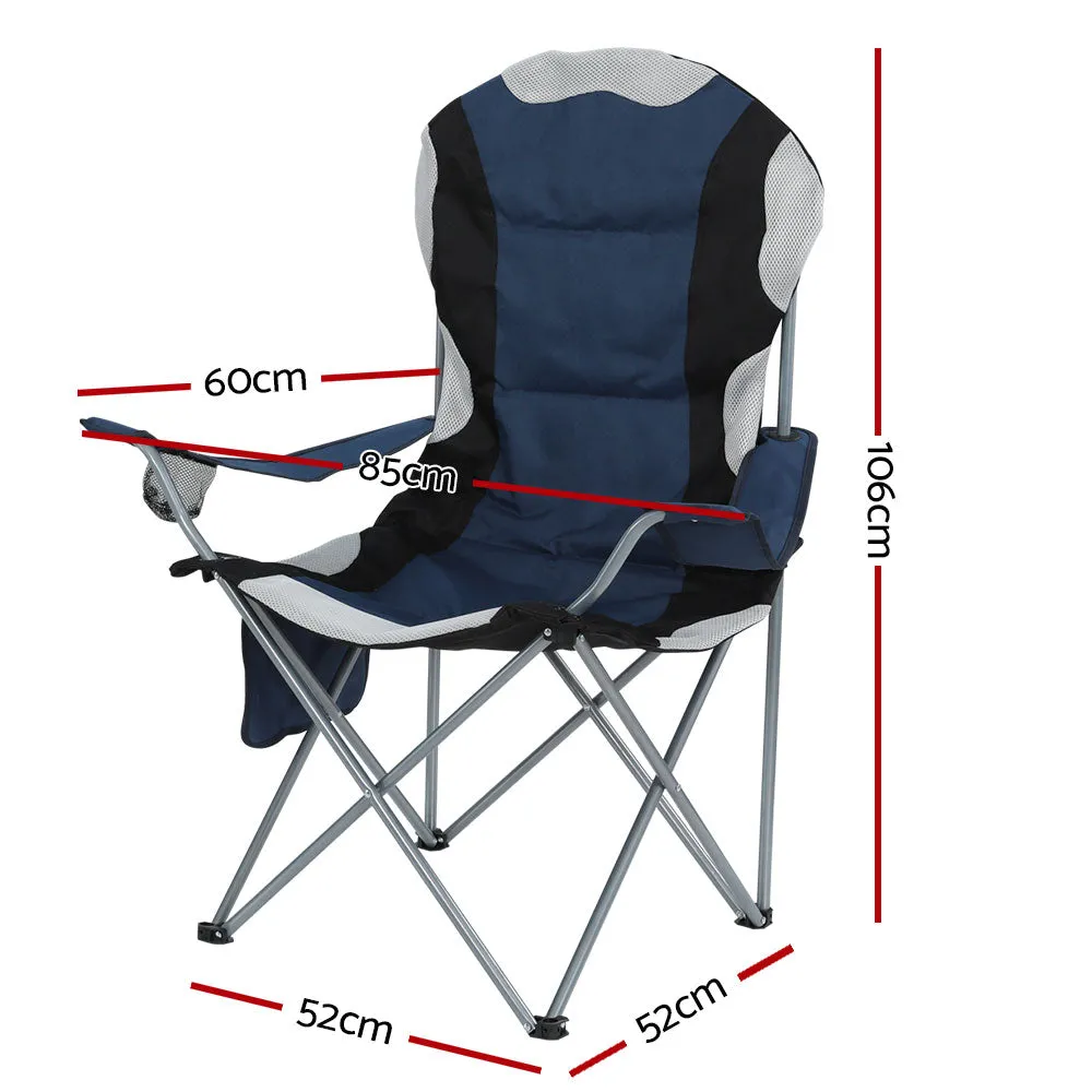 2pcs Weisshorn Camping Folding Chair Portable Outdoor Hiking Fishing Picnic Navy