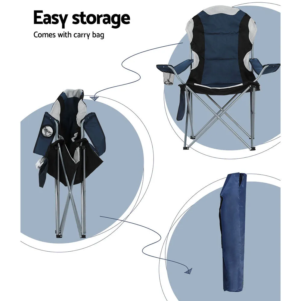 2pcs Weisshorn Camping Folding Chair Portable Outdoor Hiking Fishing Picnic Navy