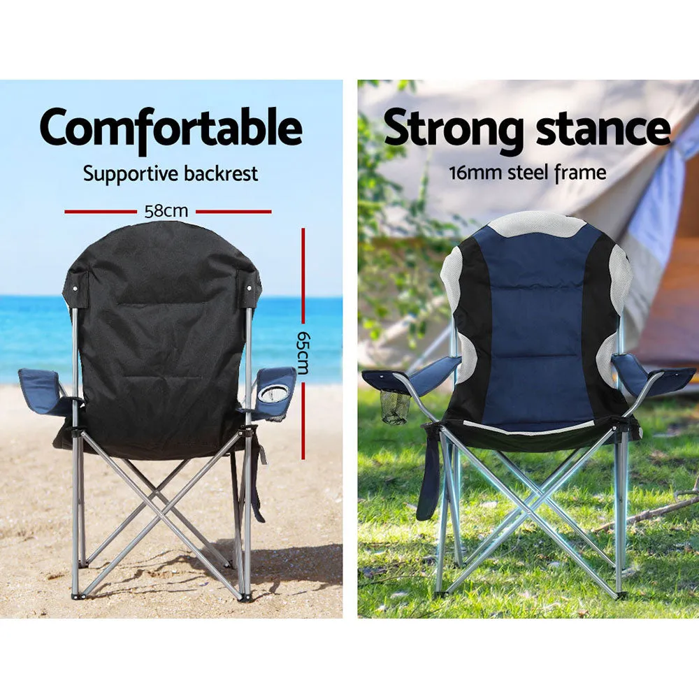 2pcs Weisshorn Camping Folding Chair Portable Outdoor Hiking Fishing Picnic Navy