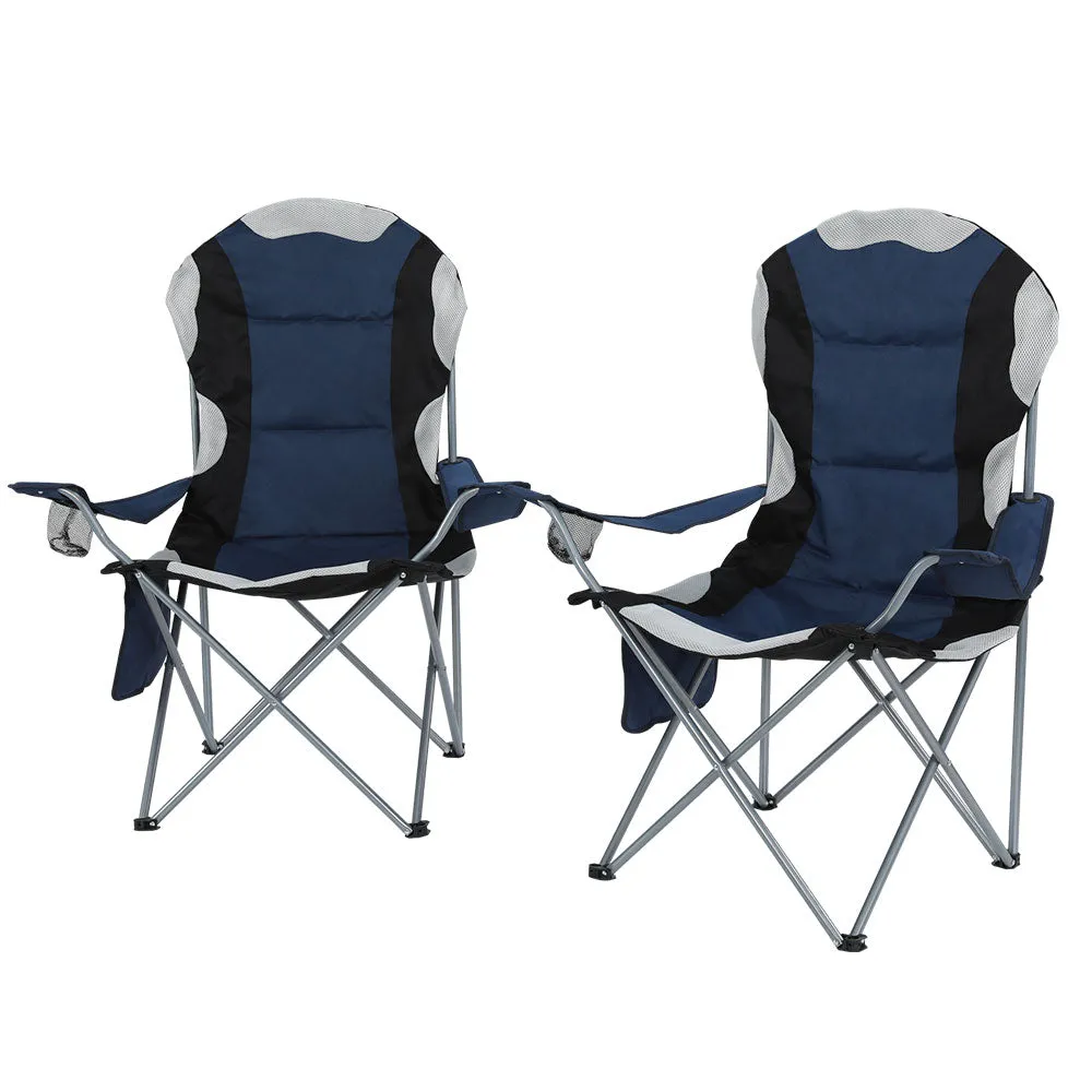 2pcs Weisshorn Camping Folding Chair Portable Outdoor Hiking Fishing Picnic Navy