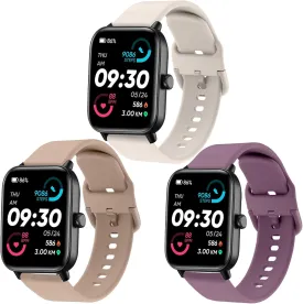 3 Pack Bands Compatible with Woneligo/Fitpolo Smart Watch IDW13, 22mm Soft Silicone Replacement Strap Watch Band for FITVII H56/ENOMIR ID208BT/TOOBUR IDW16/MILOUZ IDW19 Watch Women Men