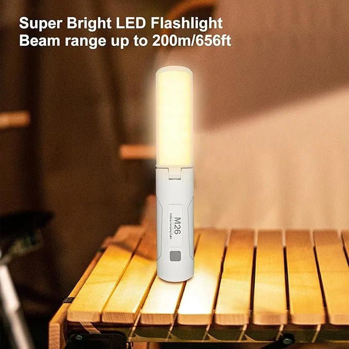 3in1 Camping Lantern Flashlight Rechargeable 3 Modes, 750LM, Portable Flashlight USB C, Strong Magnetic Multi Function Camping Lamp 3500mAh Foldable Led Tent Lights for Camping, Emergency, Hiking