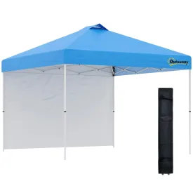 3x(3)M Pop Up Gazebo Tent with 1 Sidewall Roller Bag Adjustable Height Event Shelter Tent for Garden Patio Blue