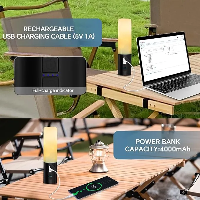 4-in-1 LED Camping Lantern Rechargeable 33Ft String Camping Lights Flashlight with 4000mAh Power Bank Portable Tent Lights