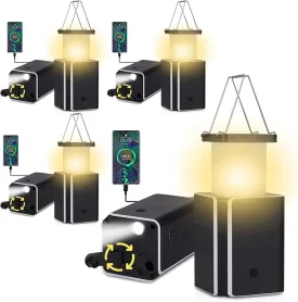 4Pack Solar LED Rechargeable Emergency Camping Lantern,Warm White Solar Rechargeable,Rechargeable Type C,Emergency Lights Hand-Crank Power Generation,Phone Power Supply Function,flashlights