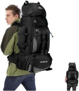 90L Waterproof Hiking Camping Backpack Trekking Bag Rucksack Large Capacity Travel Outdoor Sports Bags Camping Equipment Men(Blue ad cover)