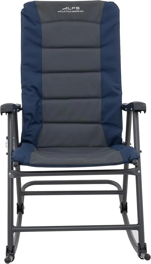 ALPS Mountaineering Outdoor Rocking Chair - Durable Folding Beach and Camp Chair with Comfortable Cushioned Polyester Fabric Over Locking Steel Frame