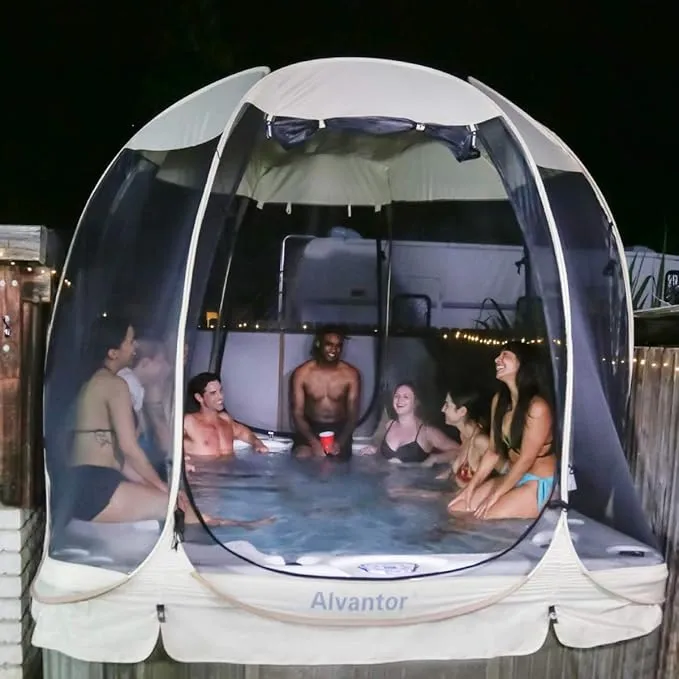 Alvantor Screen House Room Camping Tent Outdoor Canopy Pop Up Sun Shade Shelter 10 Mesh Walls Not Waterproof Beige 15'x15' Patent Pending