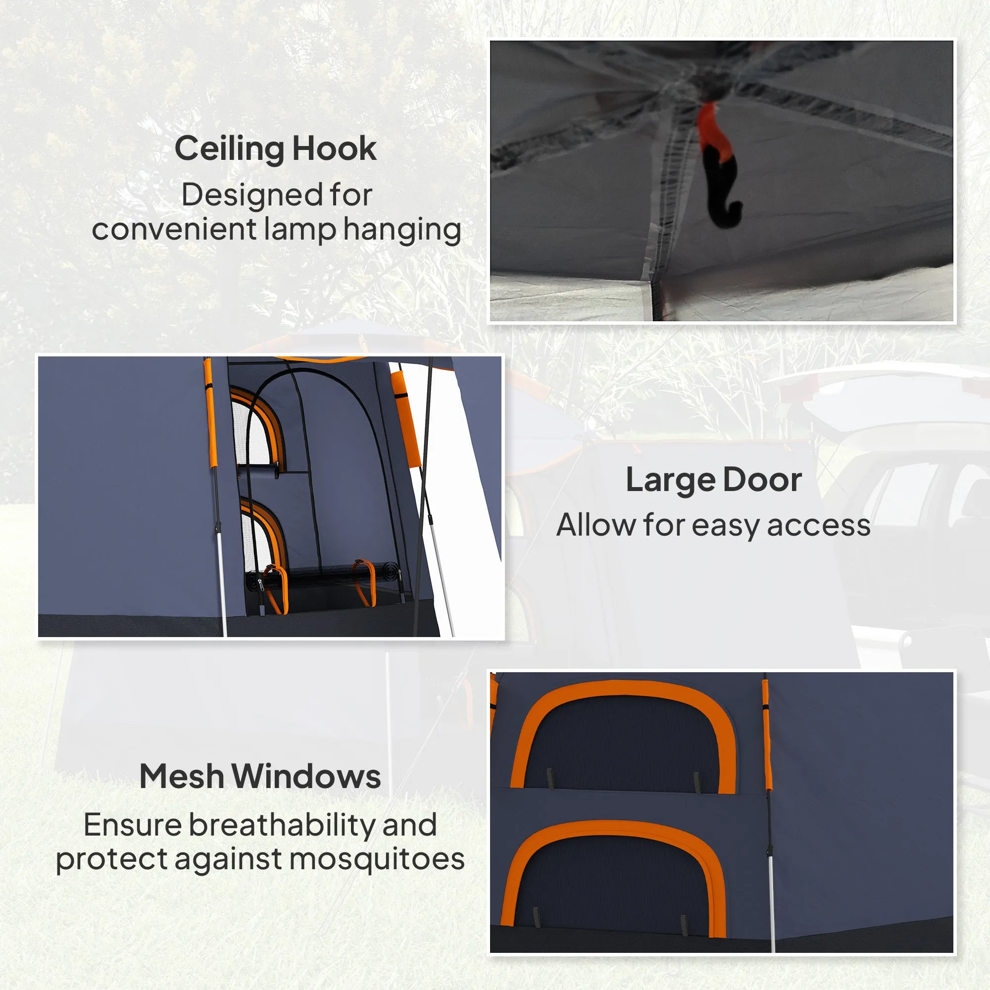 Automatic Pop Up Camping Tent, Instant Setup 2-4 Man Tent with Mesh Windows, Waterproof & UV30 , Portable with Carry Bag for Fishing, Hiking, Backpacking, Dark Grey