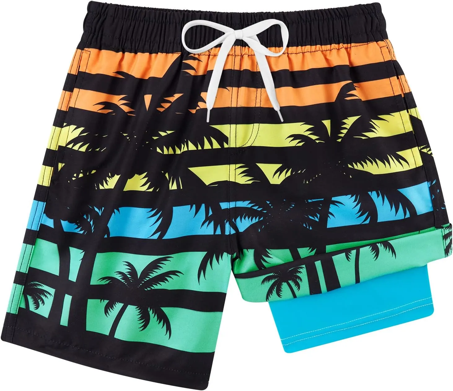 Belovecol Boys Swim Trunks with Compression Liner Anti-Chafe Swim Shorts Quick Dry UPF 50  Bathing Suits Swimwear 7-20T