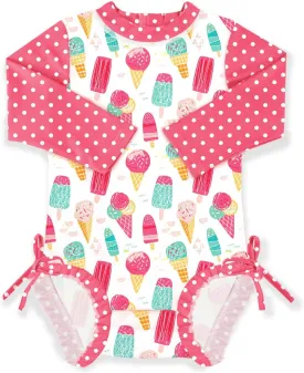 BesserBay Baby Girl's UPF 50  Sun Protection Swimsuit One Piece 3/4 Sleeve Rash Guard 0-36 Months