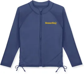 BesserBay Girls UPF 50  Zip Up Long Sleeve Ruched Side Adjustable Drawstring Thumb Holes Swim Shirt 4-14 Years