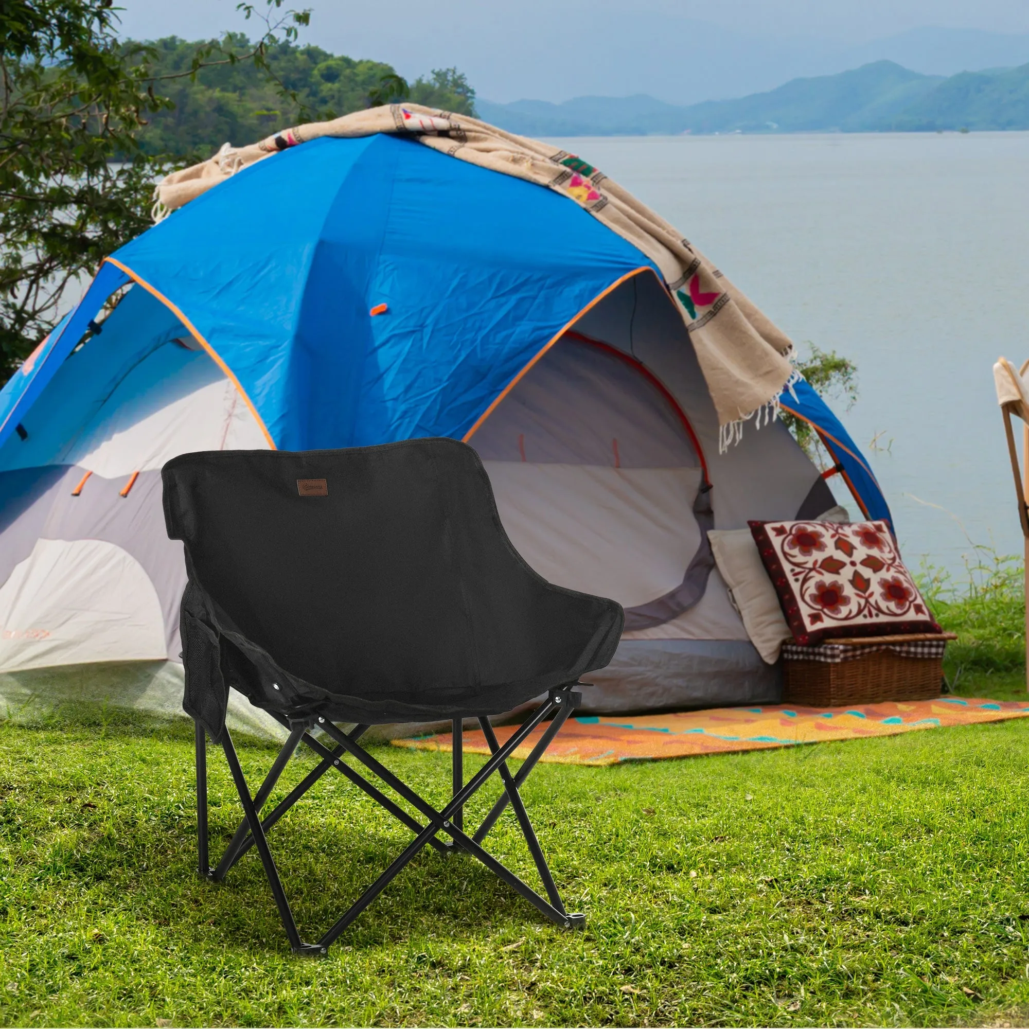 Camping Chair Lightweight Folding Chair with Carrying Bag and Storage Pocket Perfect for Festivals Fishing Beach and Hiking Black