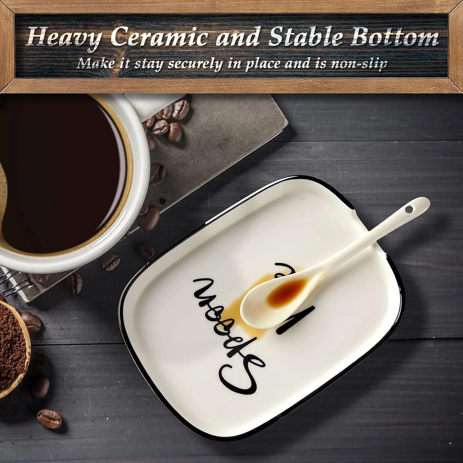 Ceramic Spoon Rest for Stove Top, Large Spoon Holder for Kitchen Counter, Coffee Spoon Rest, Heat-Resistant Cooking Utensil Rest, Modern Kitchen Decor, Set of 2