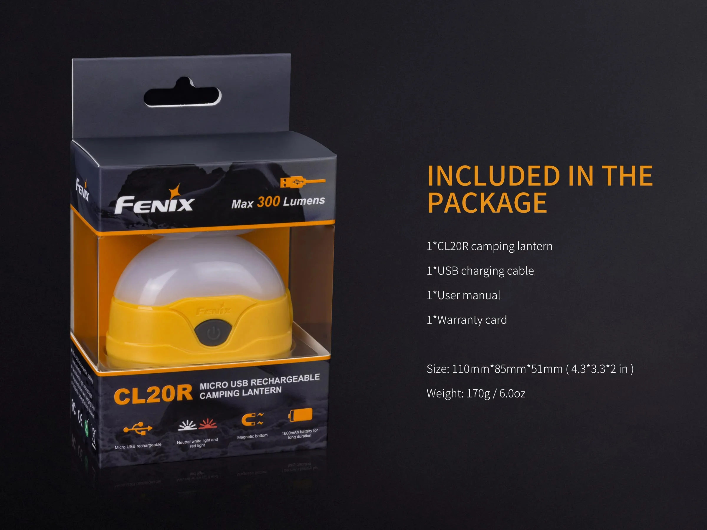 [CLEARANCE] Fenix CL20R Camping Lantern 300 Lumen