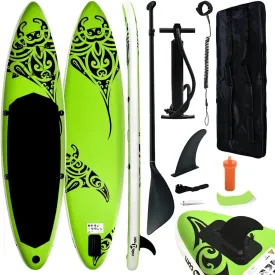 Comfortable Inflatable Stand Up Paddleboard Set for Learning and Recreation, Stable Design, 120.1"x29.9"x5.9", Green