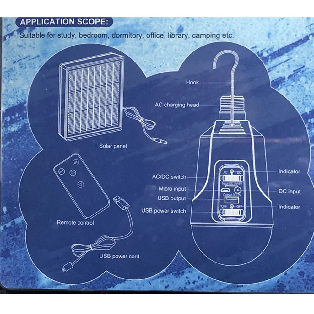 CRONY KB7003A Solar Light Outdoor Rechargeable Emergency Remote Control Camping Solar Panel Charger System