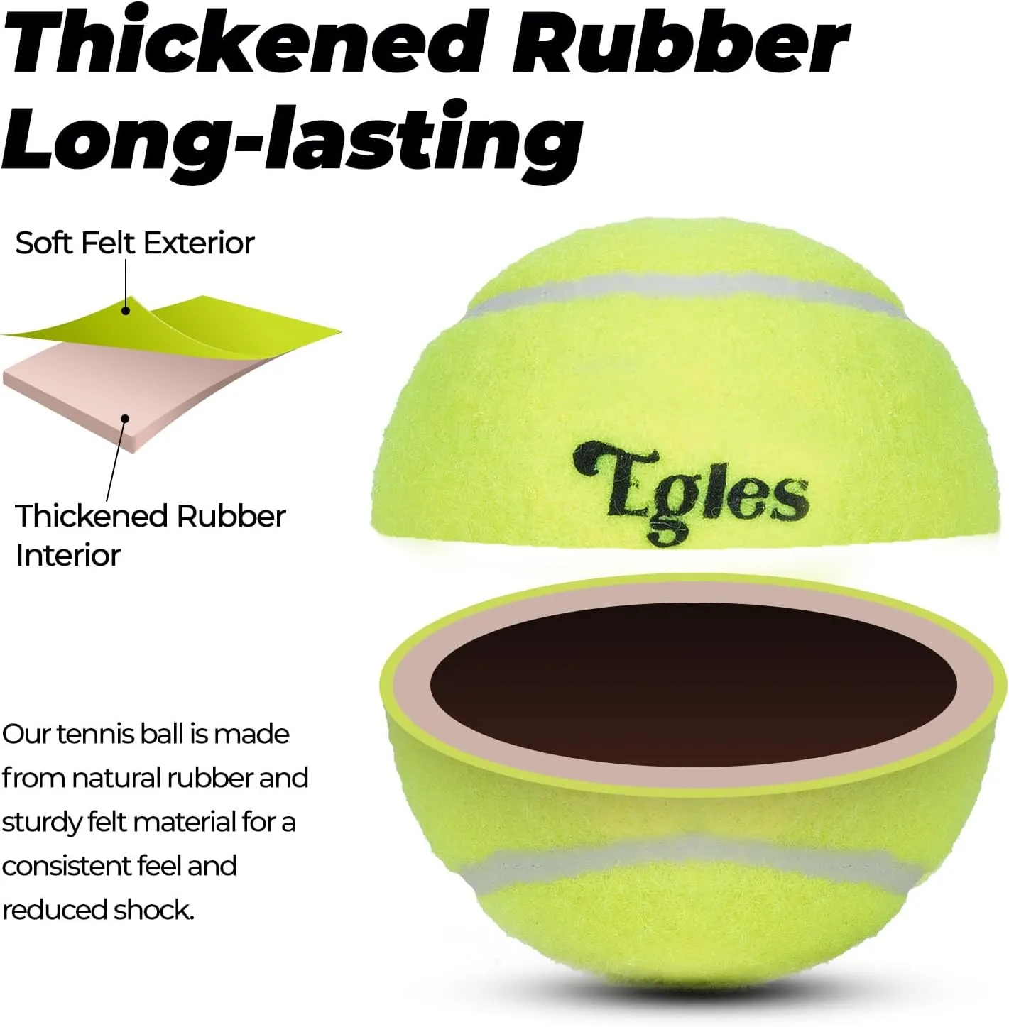 Egles 12/20/60 Packs Tennis Balls for Training and Dogs, High Elasticity Practice Tennis Ball with Mesh Bag for Transport and Beginner Exercise, Durable Pet Playing Tennis Ball Set