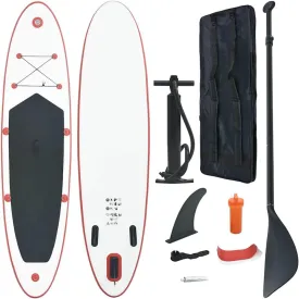 Enjoy Water Activities with Inflatable Stand Up Paddle Board Set, Includes Oar and Carrying Bag, Red and White