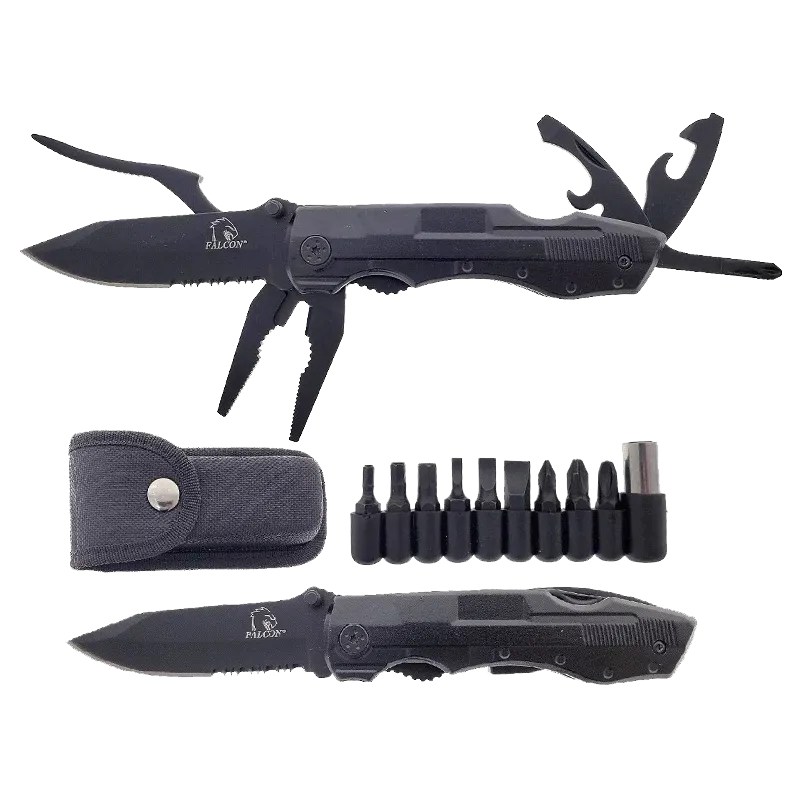 Falcon Professional Multi Tool Knife 14 Different Functions W/Black Sheath