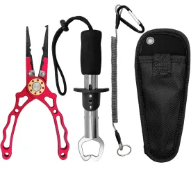 Fishing Pliers Plus Fish Gripper Multi-Functional Fishing Gear Fishing Line Cutter Fish Hook Remover for Both Salt Water and Fresh Water