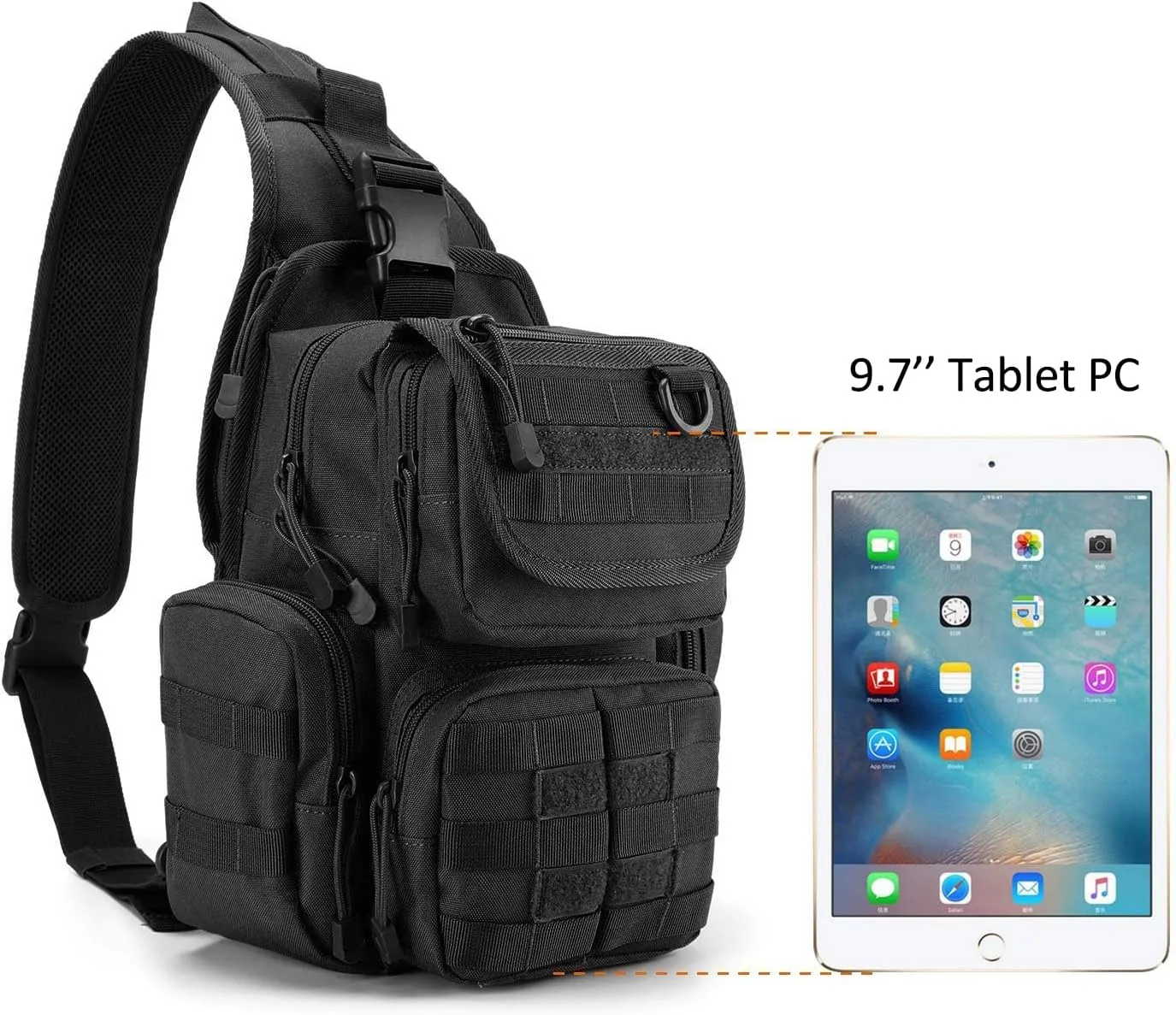 G4Free Tactical EDC Sling Bag Pack with Adjustable Holder Sling Shoulder Assault Range Backpack(Black)