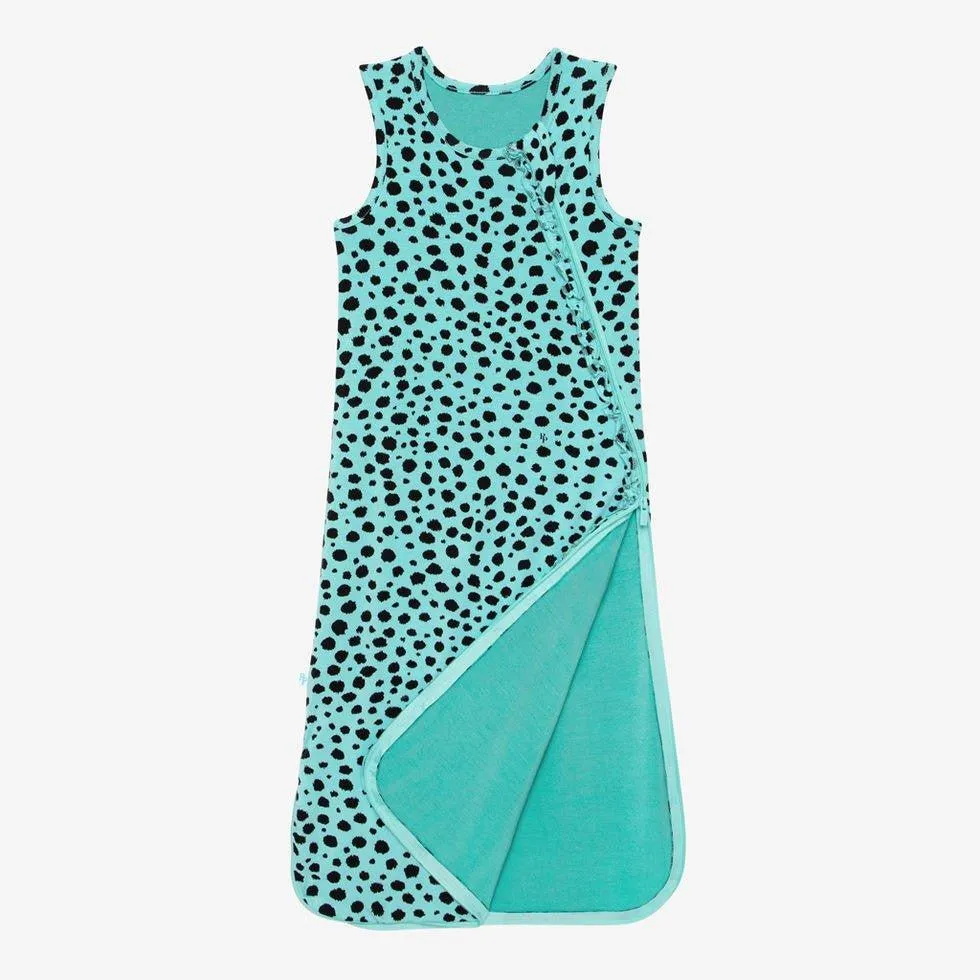 Girl's Bamboo Sleeveless Ruffled Sleeping Bag, TOG 1.0 - Pebbles (Cheetah Print)