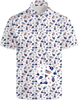 Golf Polo Shirts for Men Funny Print Quick Dry Short Sleeve Performance Golf Shirts Moisture Wicking Polo Shirts