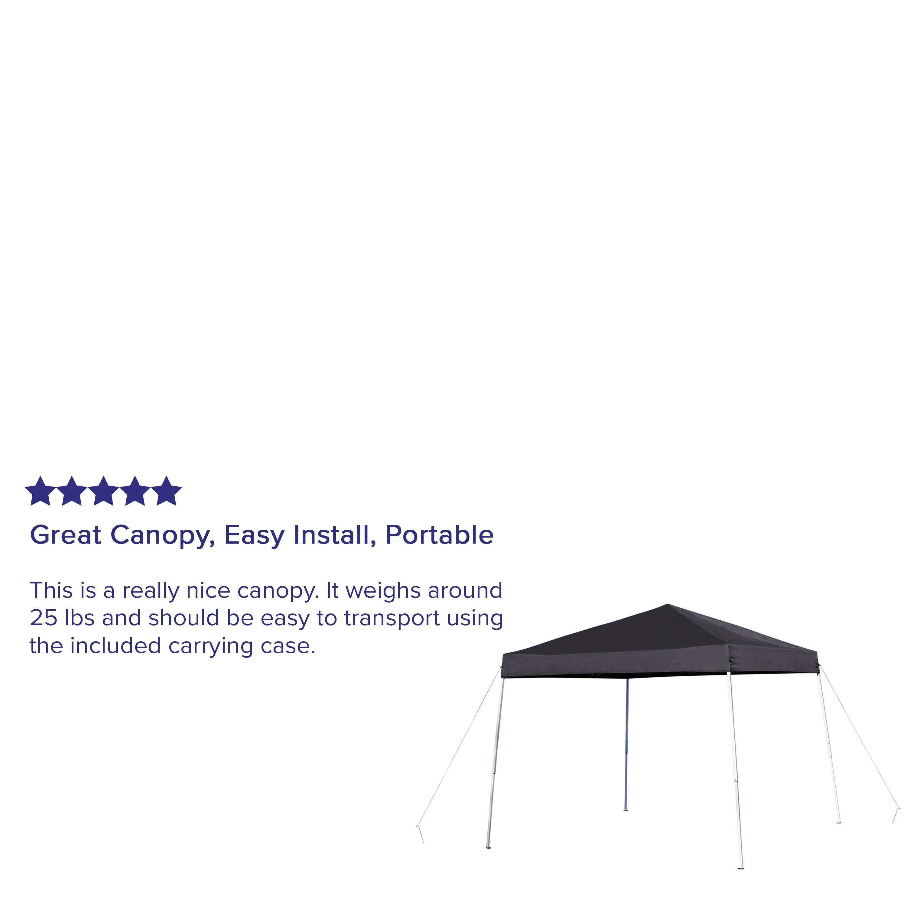 Harris 8'x8' Black Outdoor Pop Up Event Slanted Leg Canopy Tent with Carry Bag