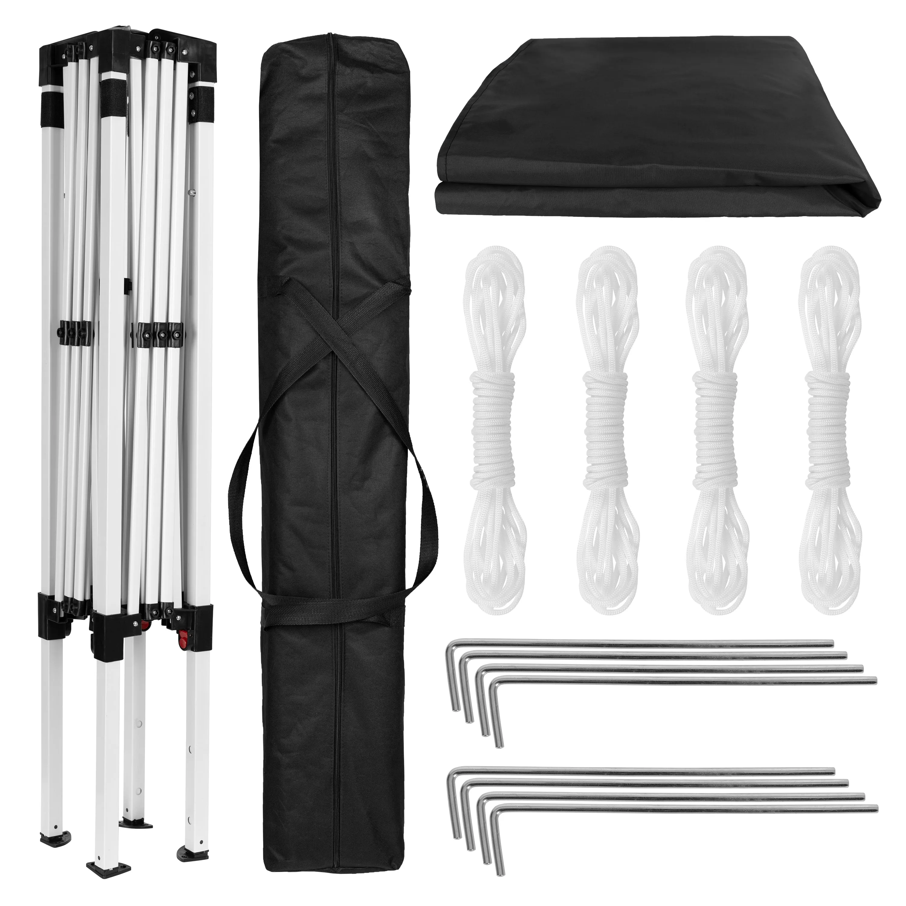 Harris 8'x8' Black Outdoor Pop Up Event Slanted Leg Canopy Tent with Carry Bag