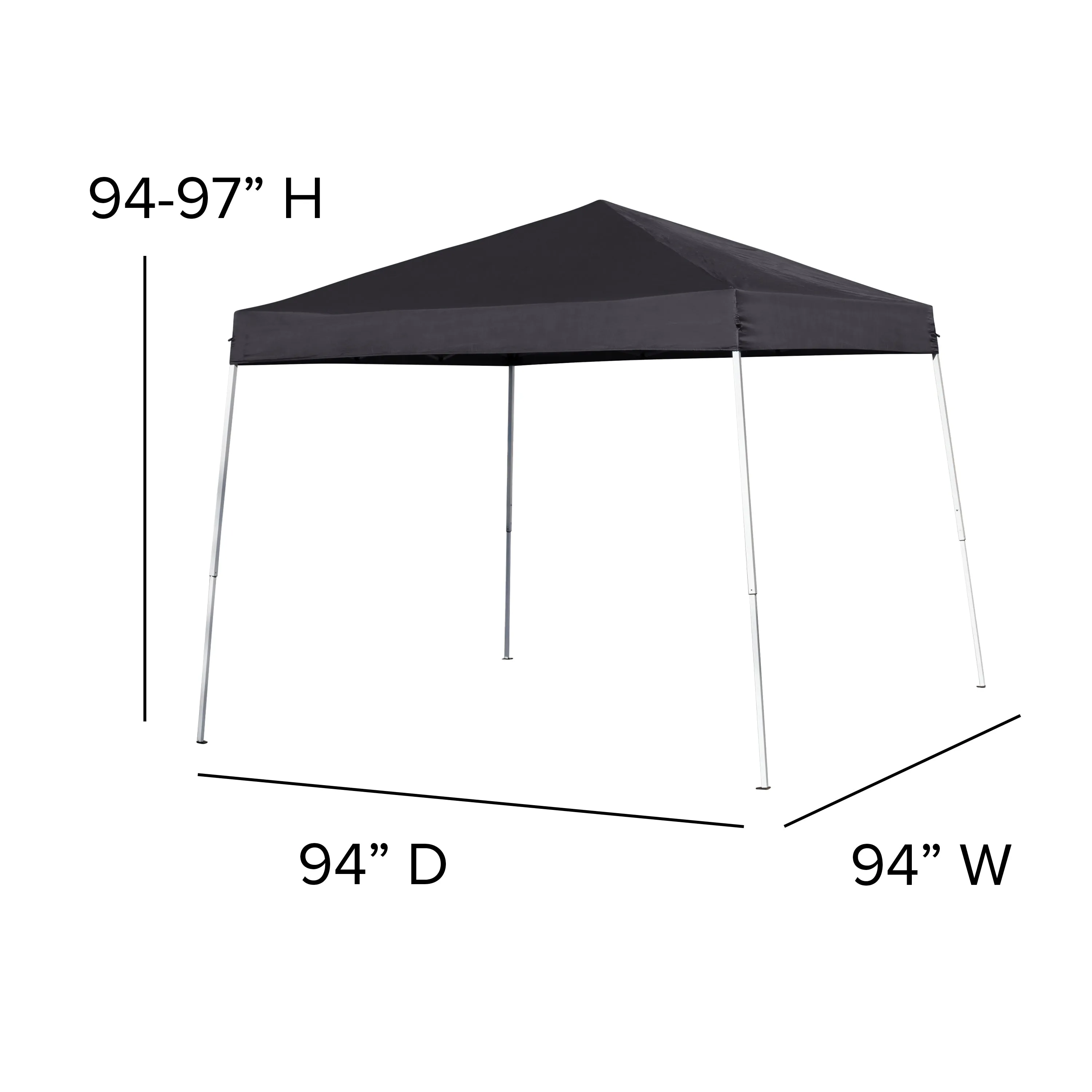 Harris 8'x8' Black Outdoor Pop Up Event Slanted Leg Canopy Tent with Carry Bag