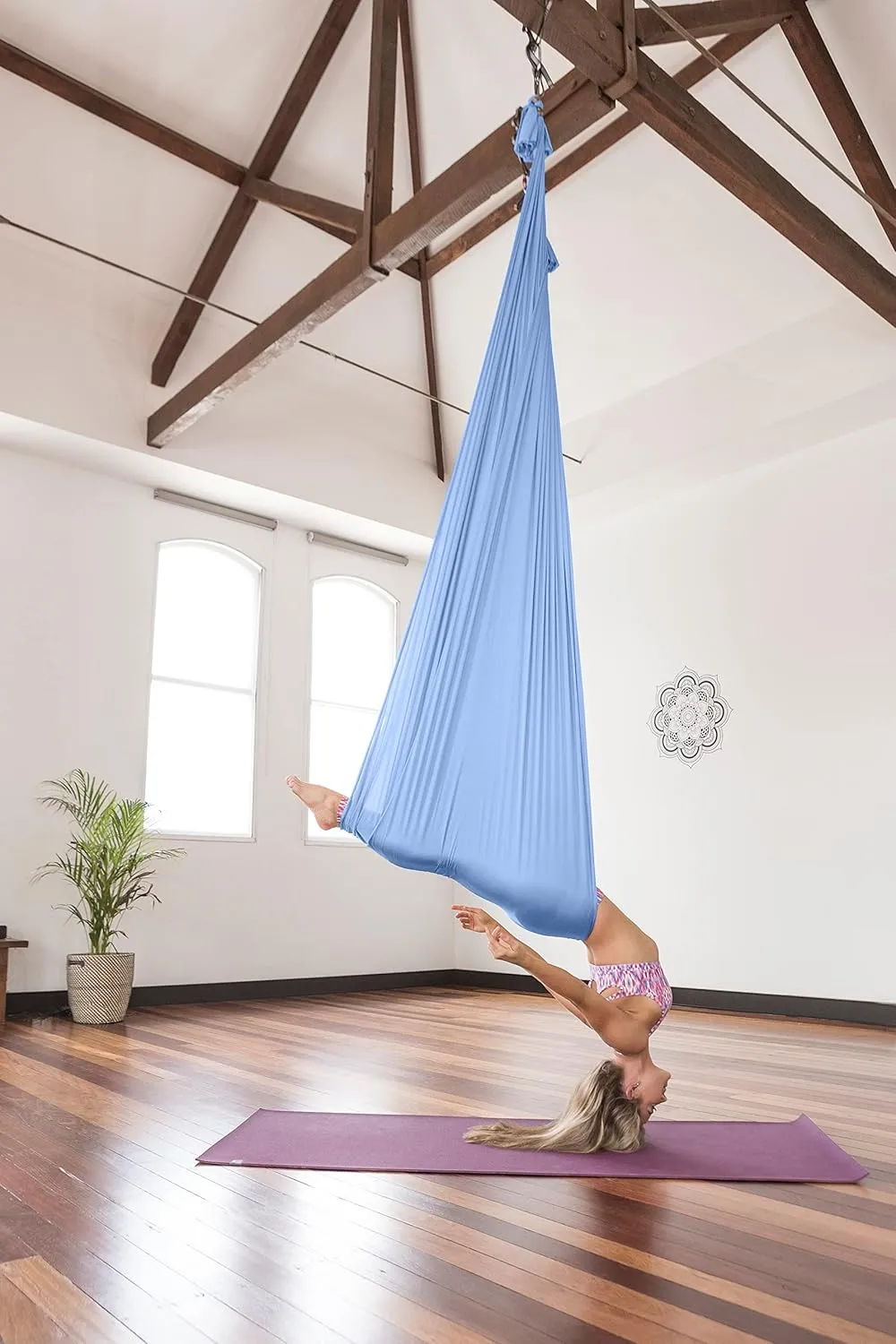 HEALTHYMODELLIFE PINC Active Silk Aerial Yoga Swing & Hammock Kit for Improved Yoga Inversions, Flexibility & Core Strength