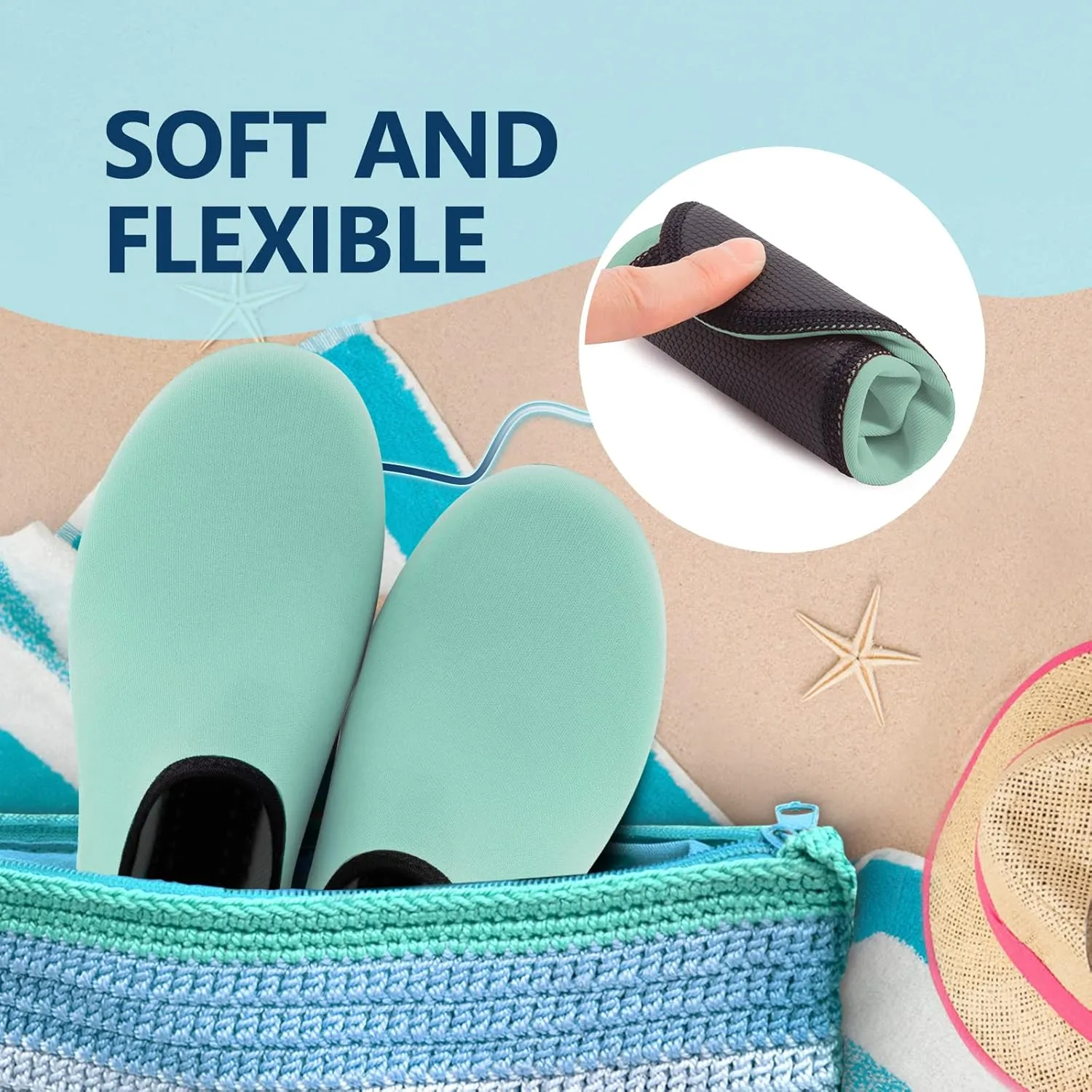 JACKSHIBO Water Shoes for Women Men Swim Shoes Water Socks for Cruise Essentials Swimming Aqua Beach Pool Yoga Surf
