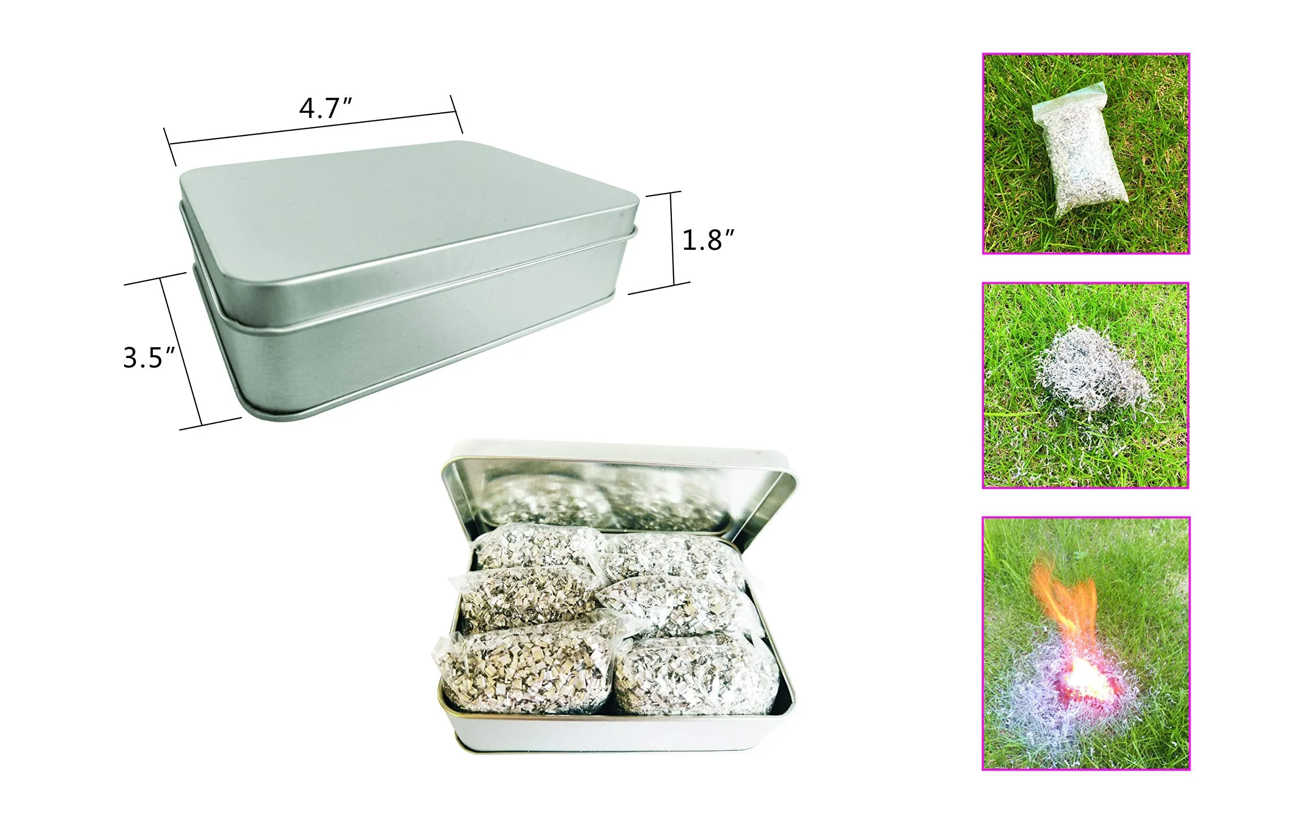 Jets Emergency Fire Starter Magnesium 6 Bags100% Pure  1 Free Tin Box Camping Hiking Bushcraft