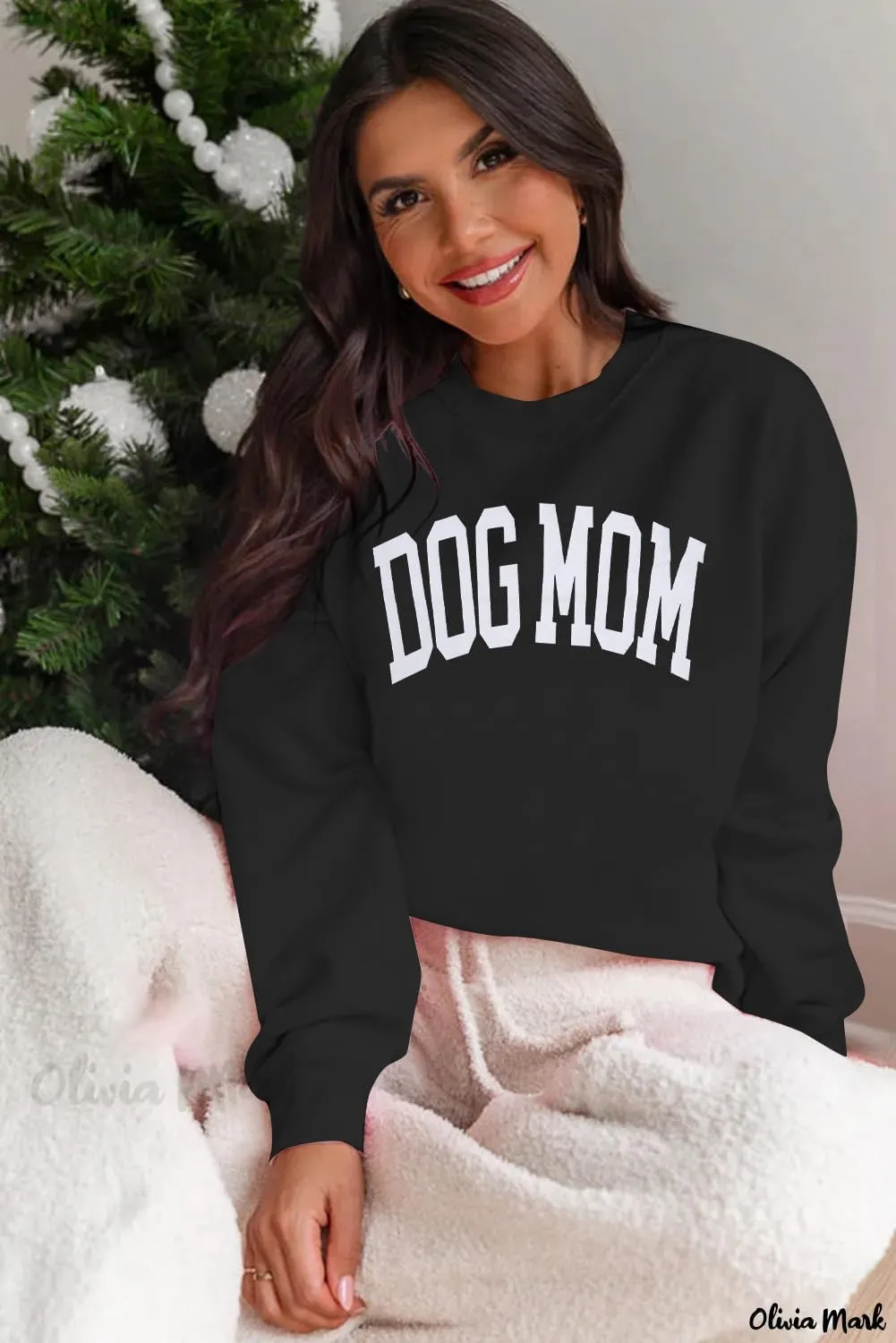 KNEYATTA Dog Mom Sweatshirt Women Dog Lover Sweatshirt Funny Graphic Sweatshirts Dog Mam Pullover Tops