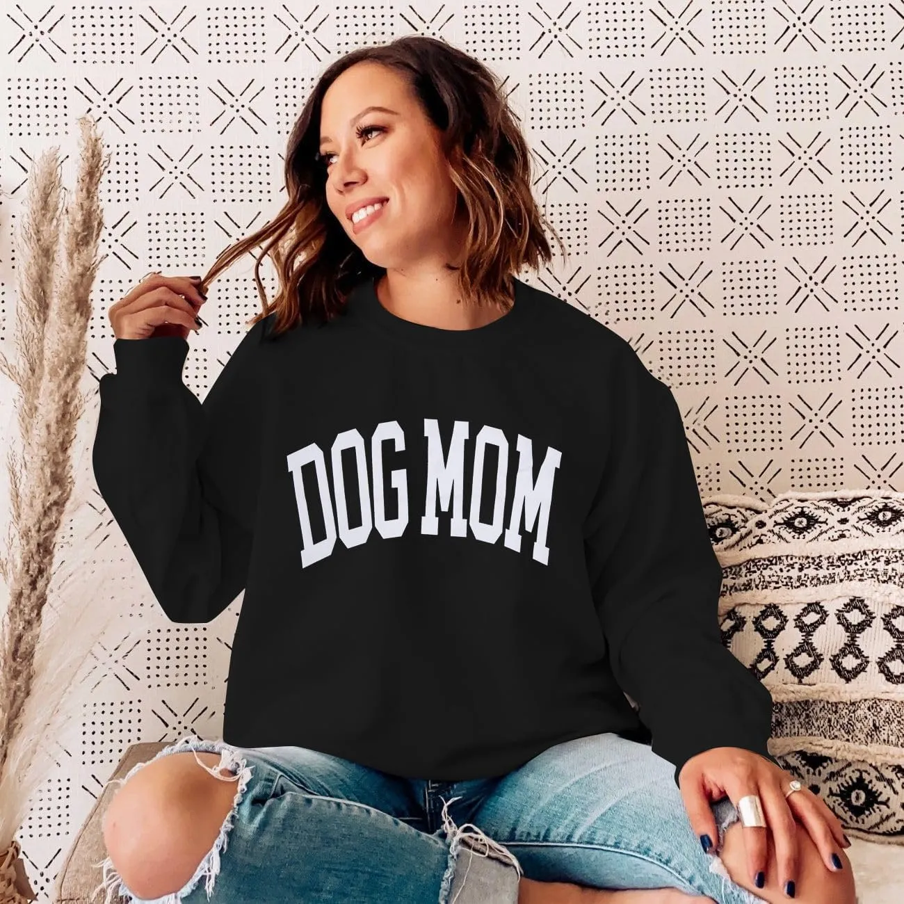 KNEYATTA Dog Mom Sweatshirt Women Dog Lover Sweatshirt Funny Graphic Sweatshirts Dog Mam Pullover Tops