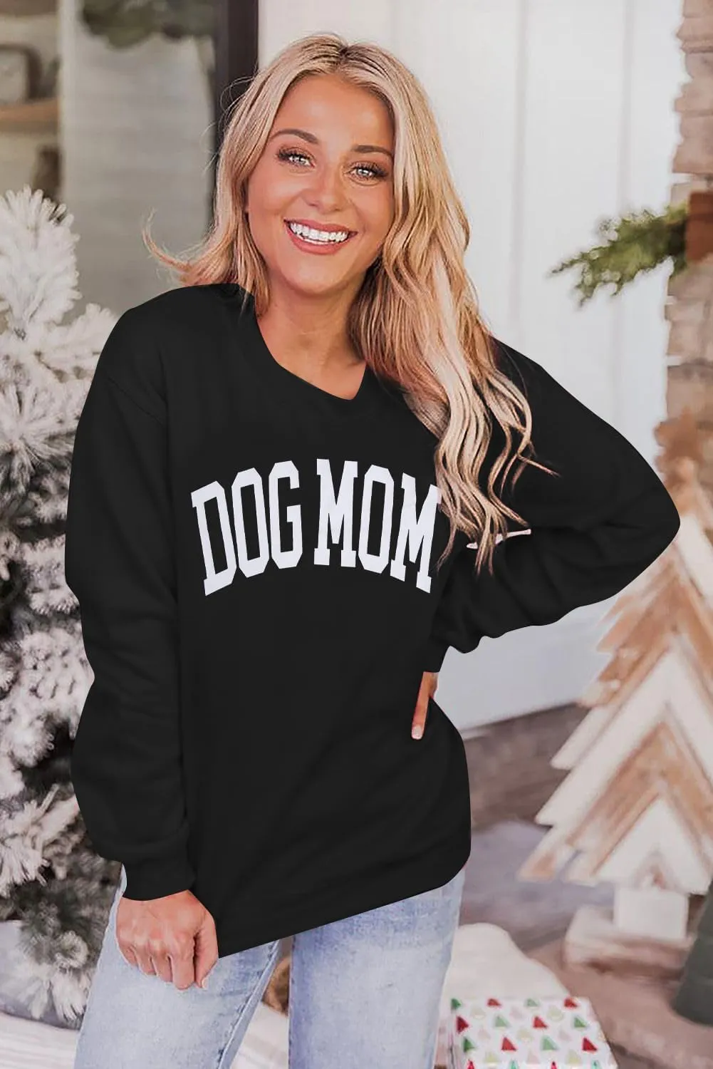 KNEYATTA Dog Mom Sweatshirt Women Dog Lover Sweatshirt Funny Graphic Sweatshirts Dog Mam Pullover Tops