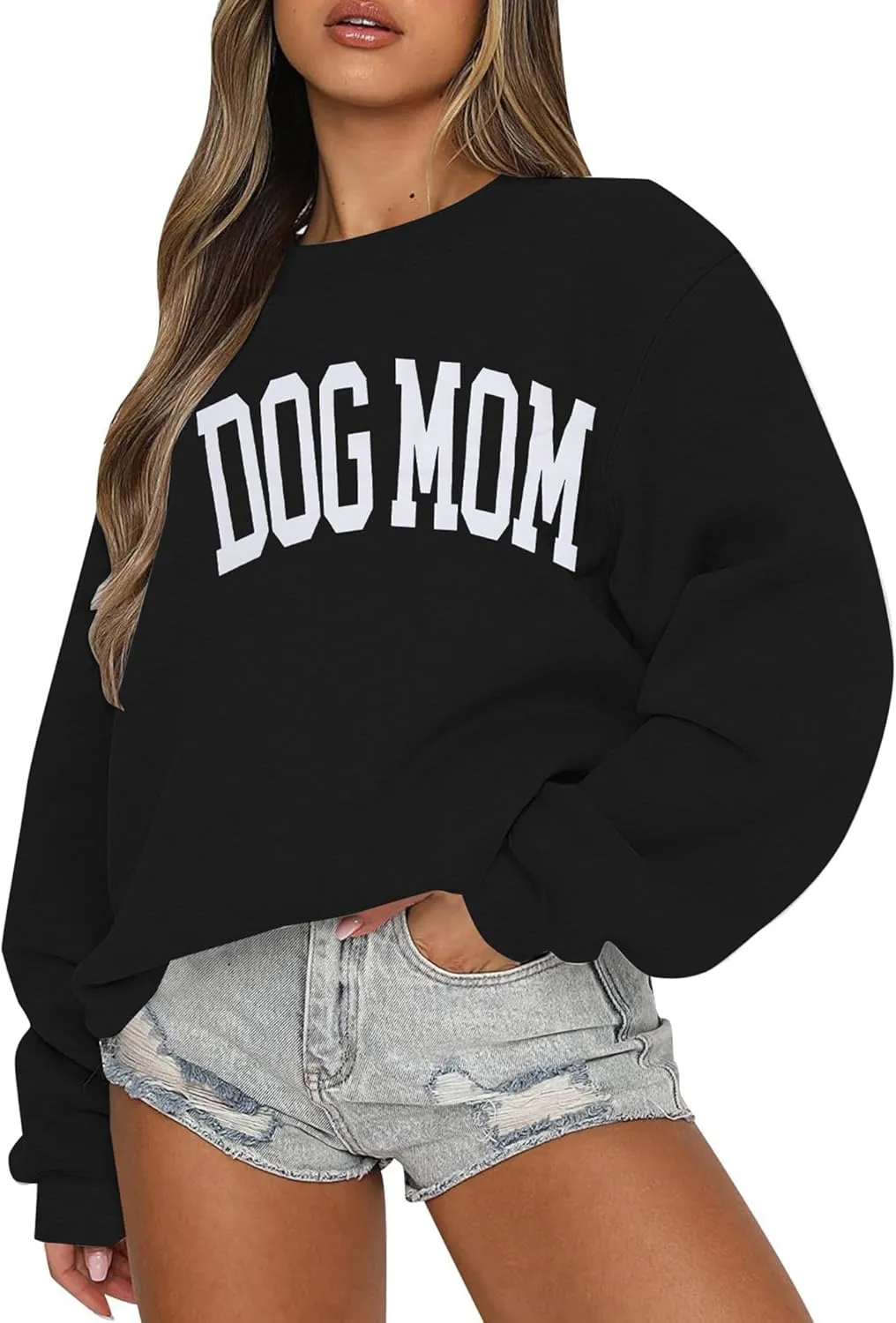 KNEYATTA Dog Mom Sweatshirt Women Dog Lover Sweatshirt Funny Graphic Sweatshirts Dog Mam Pullover Tops