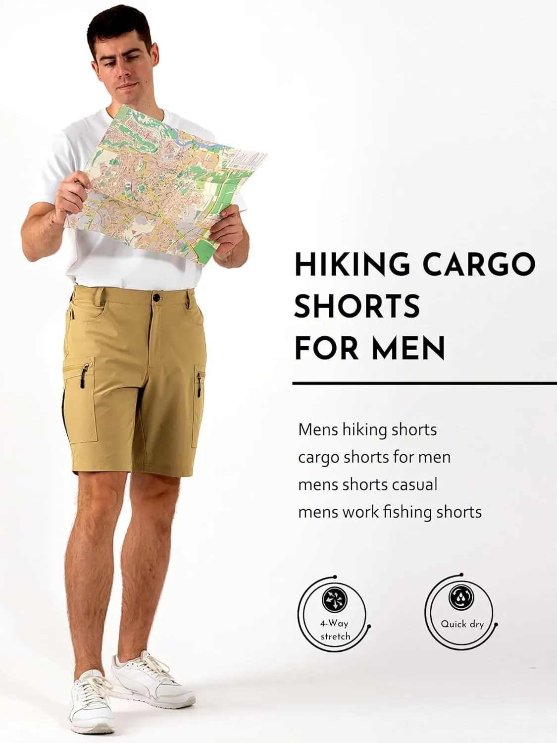 Mens Hiking Cargo Shorts Stretch Quick-Dry Outdoor Casual Work Shorts for Men Camping Fishing