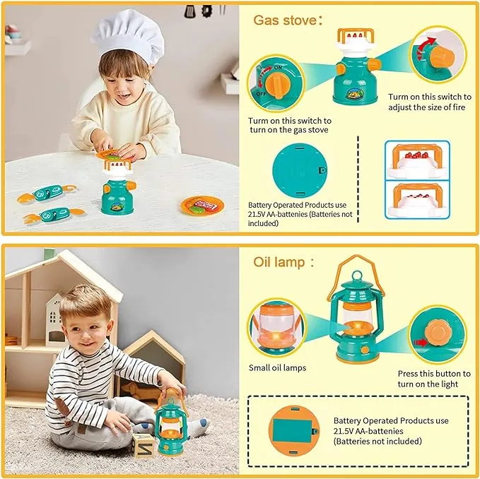 New Kids Camping Tent Set Toys,20 PCS Pop Up Play Tent with Kids Camping Gear Set Pretend Play Camping Tools Adventure Set for Toddlers Boys Girls