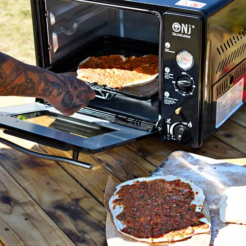 NJ GF-300 Portable Mini Gas Oven 30L Grill Camping Outdoor with Carry Case Butane 1.3kW Timer Piezo