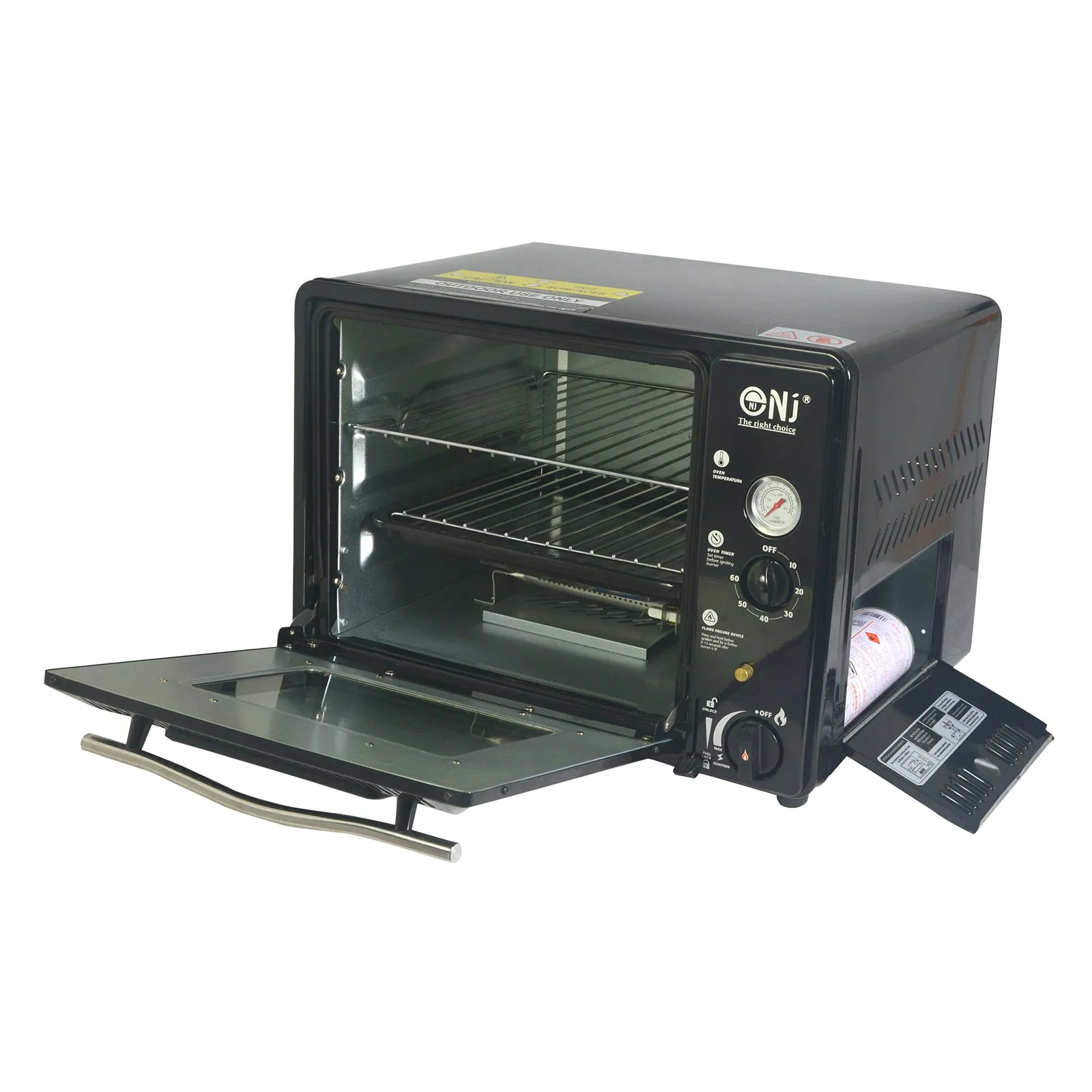NJ GF-300 Portable Mini Gas Oven 30L Grill Camping Outdoor with Carry Case Butane 1.3kW Timer Piezo