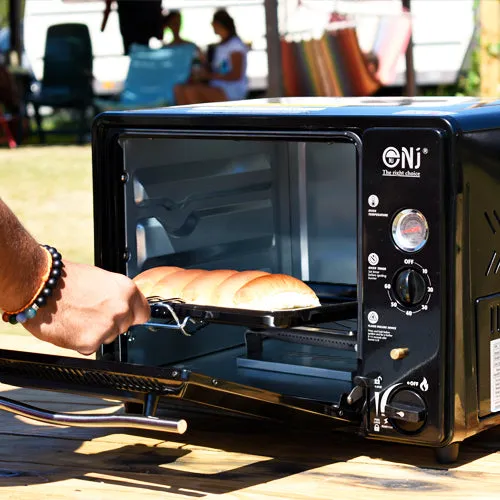 NJ GF-300 Portable Mini Gas Oven 30L Grill Camping Outdoor with Carry Case Butane 1.3kW Timer Piezo