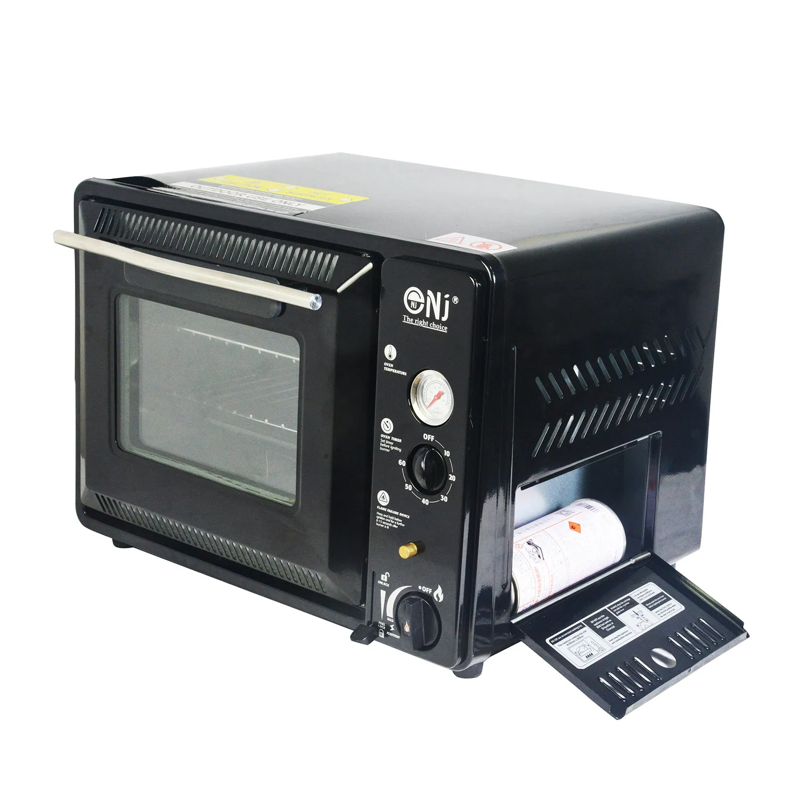 NJ GF-300 Portable Mini Gas Oven 30L Grill Camping Outdoor with Carry Case Butane 1.3kW Timer Piezo