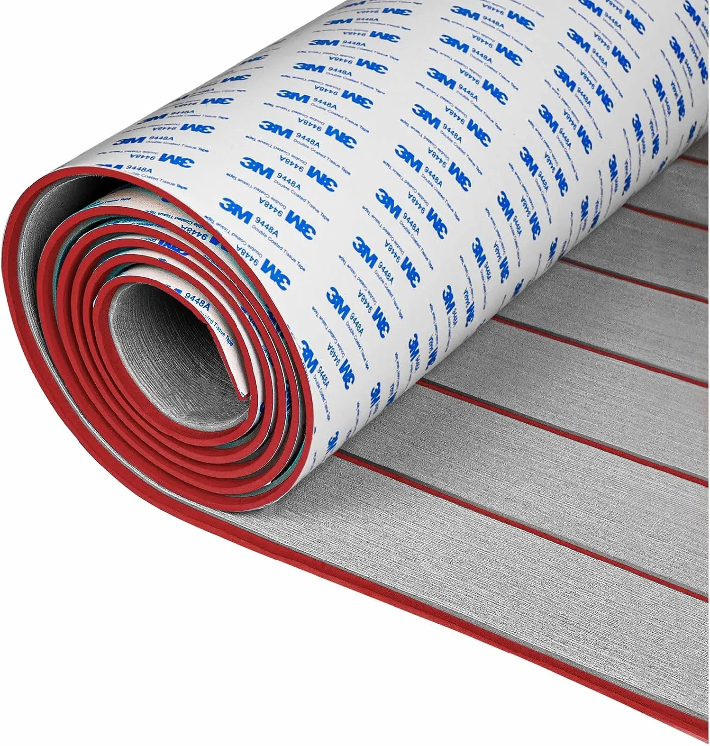 OCEANBROAD EVA Foam Boat Flooring with 3M Adhesive Backing Marine Self-Adhesive Decking 96''x45.6''/36''/28.8''/16.8'', 48''x16.8'' Faux Teak Sheet for Jon Boats Swim Platform Helm Pad RV Floor